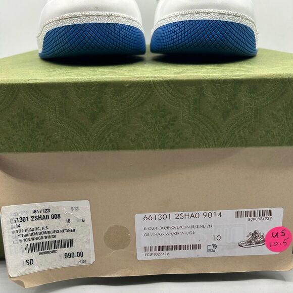 NEW GUCCI MEN CURRENT VEGAN LEATHER HIGH TOP LOGO BASKET SNEAKER SHOES US 10.5 - Picture 11 of 12